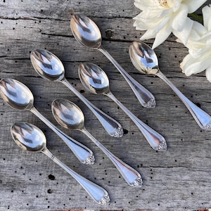 Cuillères à café vintage en alpaga plaquées argent - Lot de 7