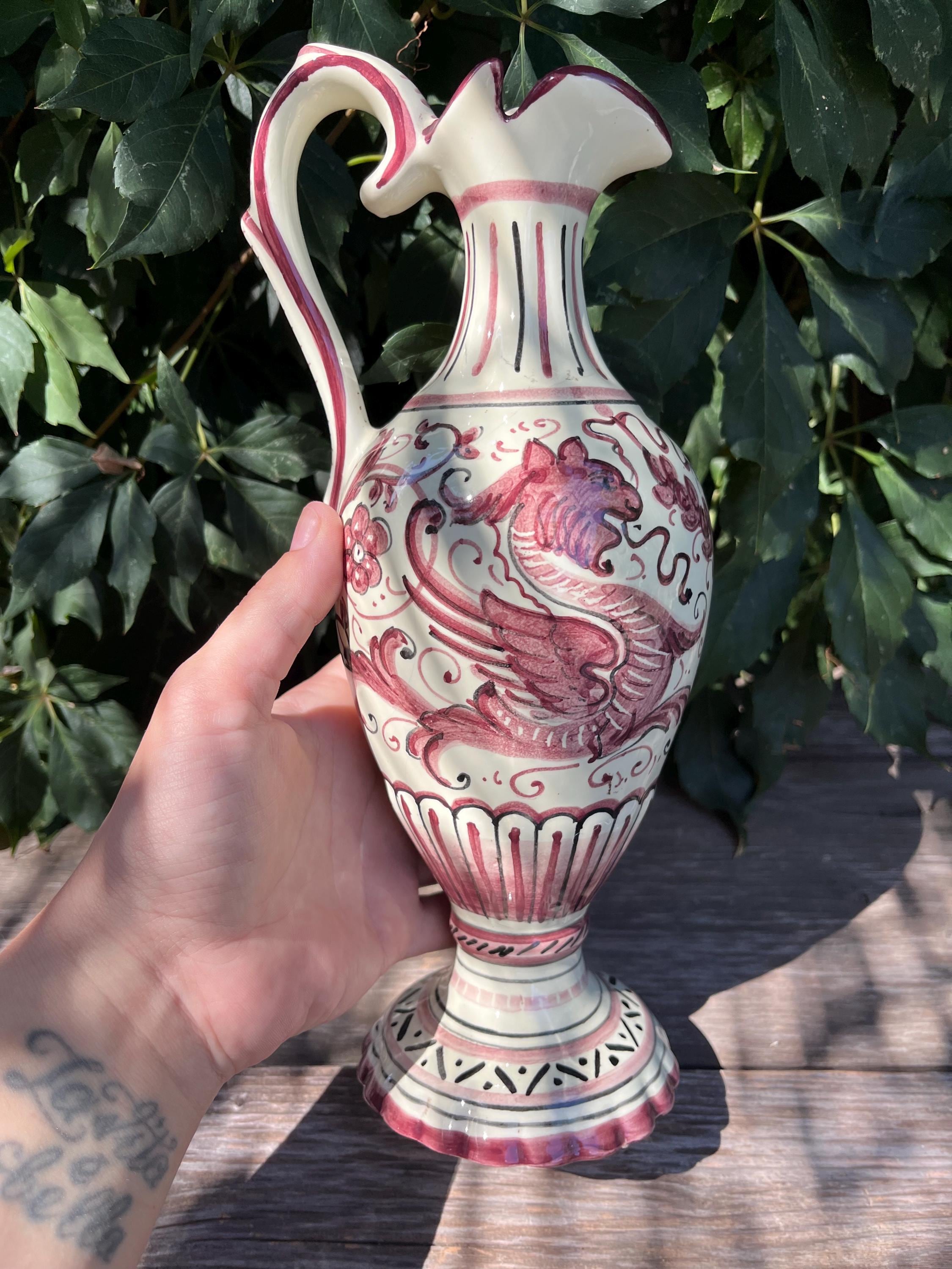 デルータ・マヨリカ陶器のピッチャー（手描き、イタリア製