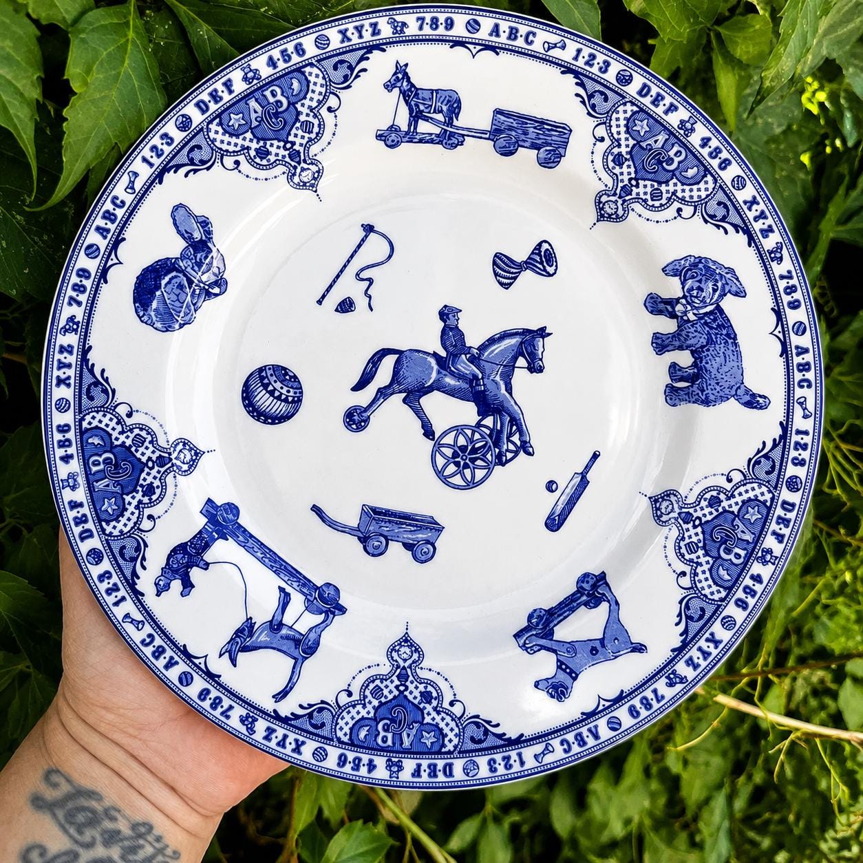 Spode Edwardian Childhood Plate Blue Transferware Porcelain ABC