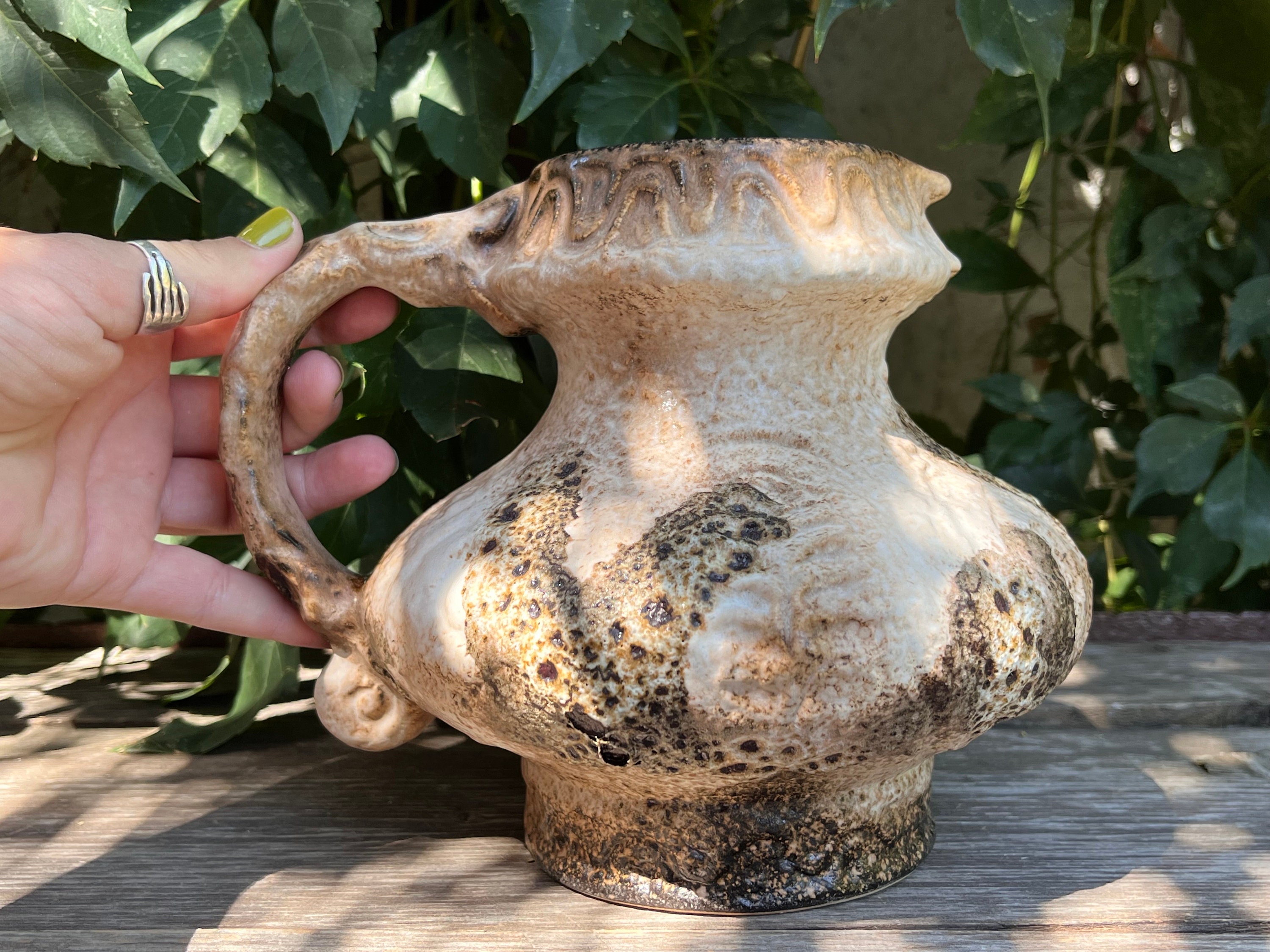 Dumler & Breiden Fat Lava Vase: Mid-century West German Pottery 8