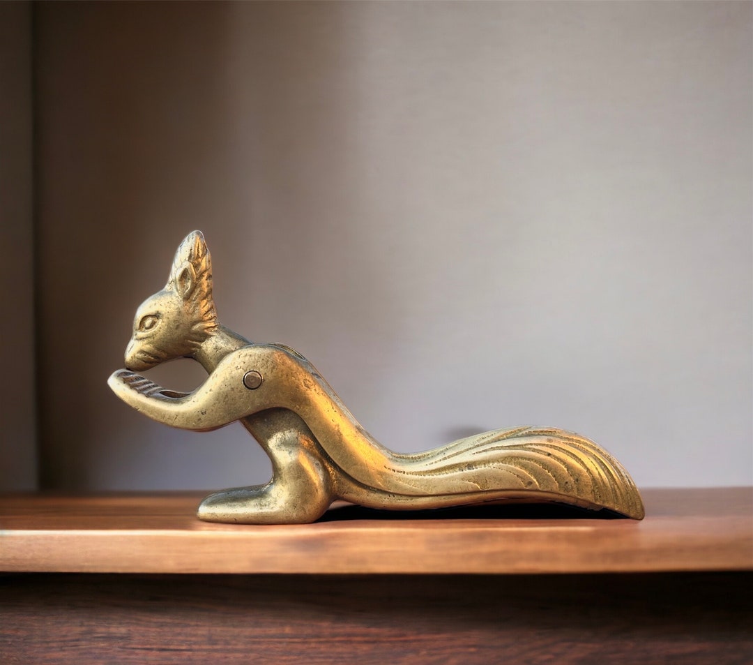 Vintage 1960s Cute Brass Squirrel Nutcracker Etsy