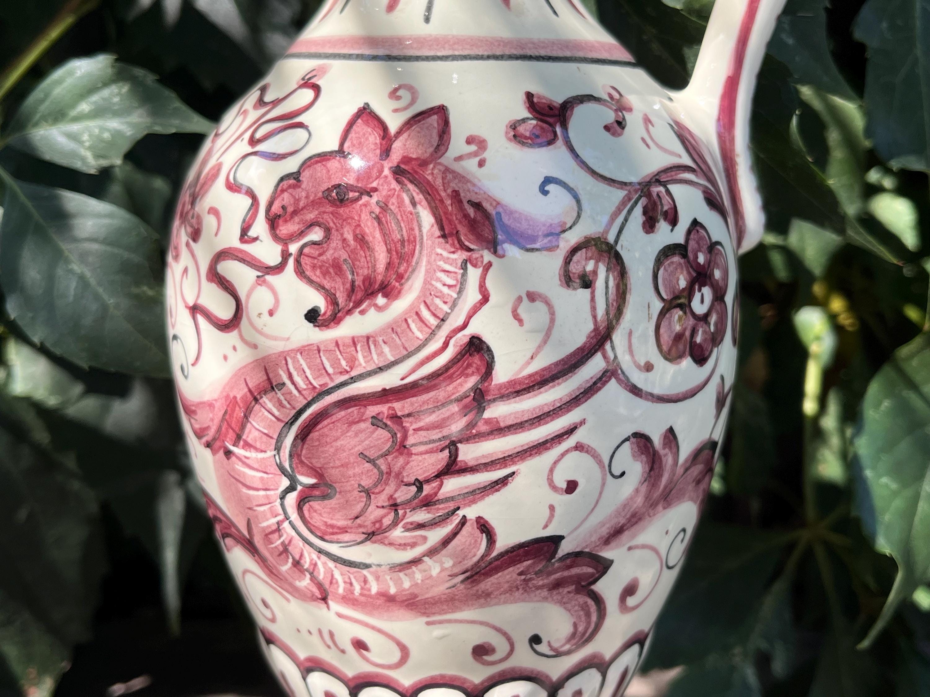 デルータ・マヨリカ陶器のピッチャー（手描き、イタリア製
