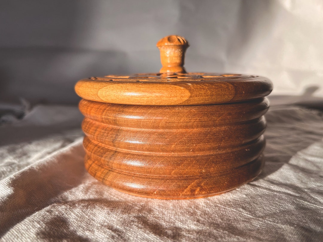 Beautiful Round Wooden Jewelry Box Made of Walnut Wood / Wood Etsy