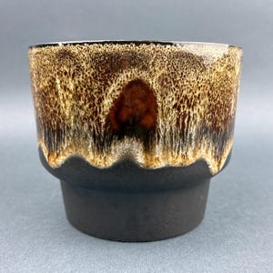 Vintage 1960s German Ceramic Flower Pot by Scheurich 215/13 - Rustic Brown Glaze