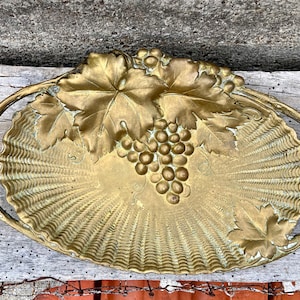 Art Nouveau Gilded Bronze Fruit Bowl: Grape Leaf Tray, Albert Marionnet