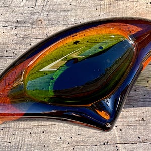 Rare Skrdlovice Art Glass Ashtray by Jan Beranek – Czech Bohemian Glass with Sommerso-Style Layers – Mid-Century Modern Collectible