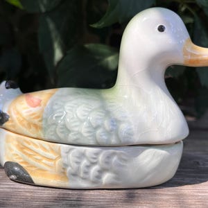 Vintage Nesting Mallard Duck Lidded Small Bowl |  Collectible Duck Decor