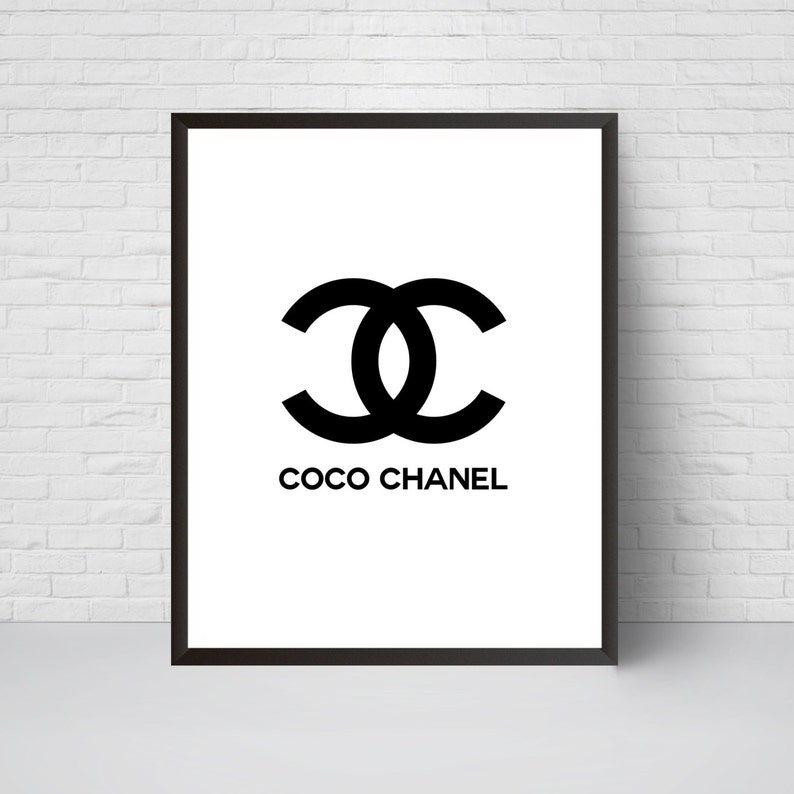 Coco Chanel Logo Print Black and White Chanel Wall Art Etsy
