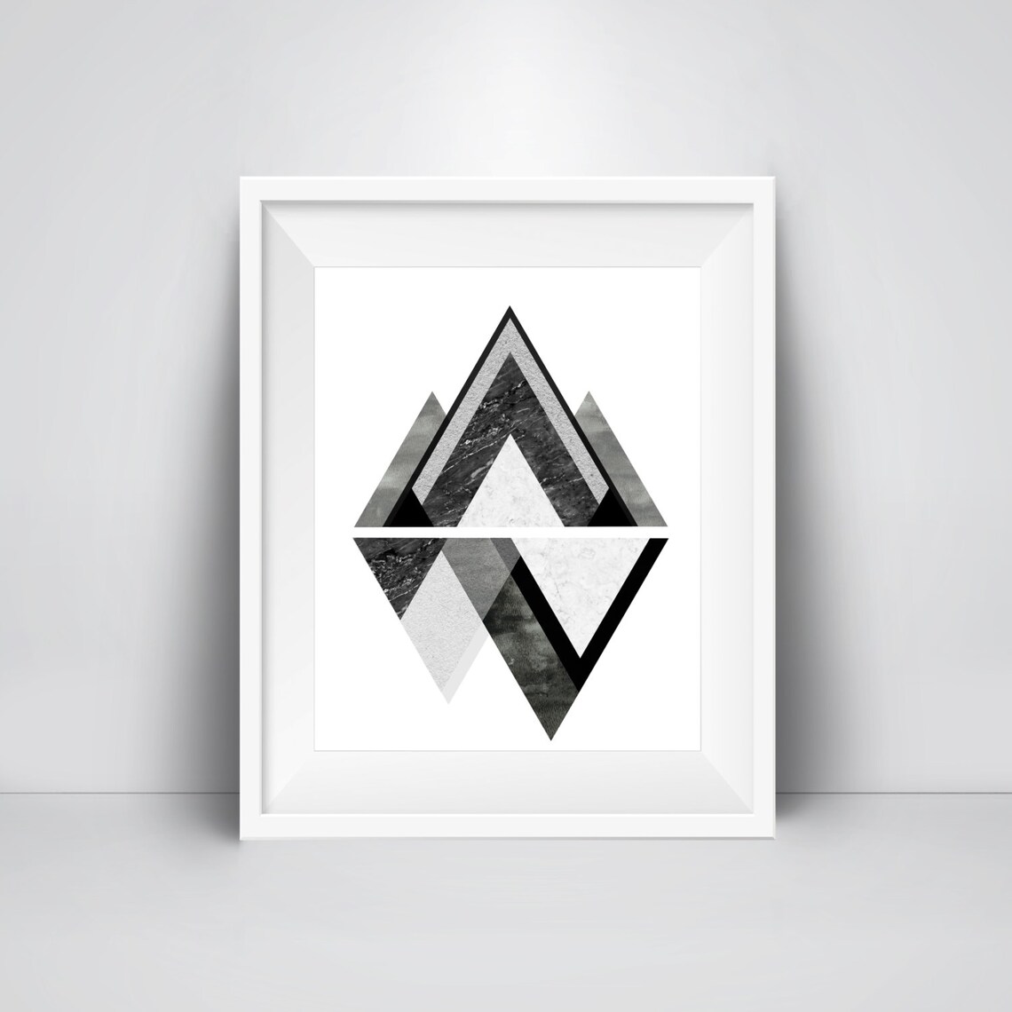 Geometric Mountain Wall Art Print Printable Art Monochrome - Etsy