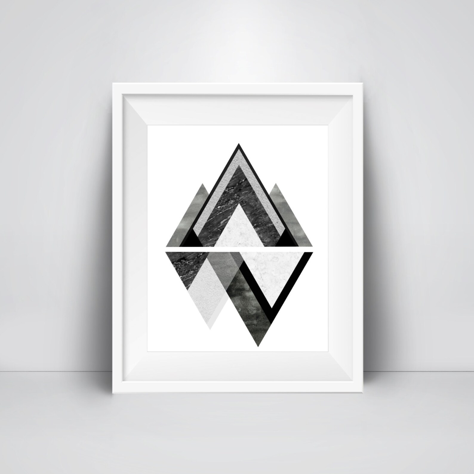 Geometric Mountain Wall Art Print Printable Art Monochrome - Etsy