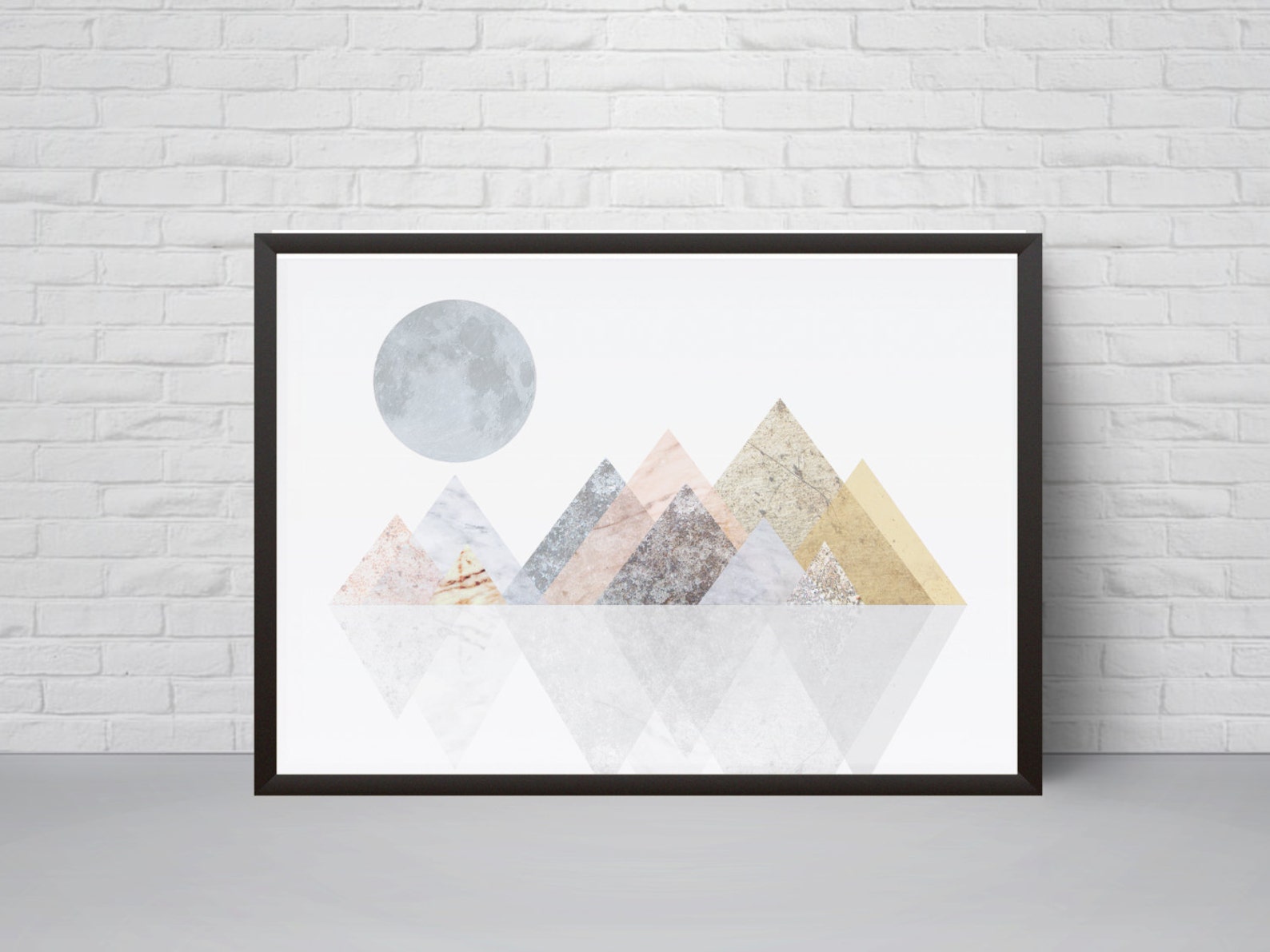 Geometric Mountain Wall Art Print, Printable Art, Mid Century Modern