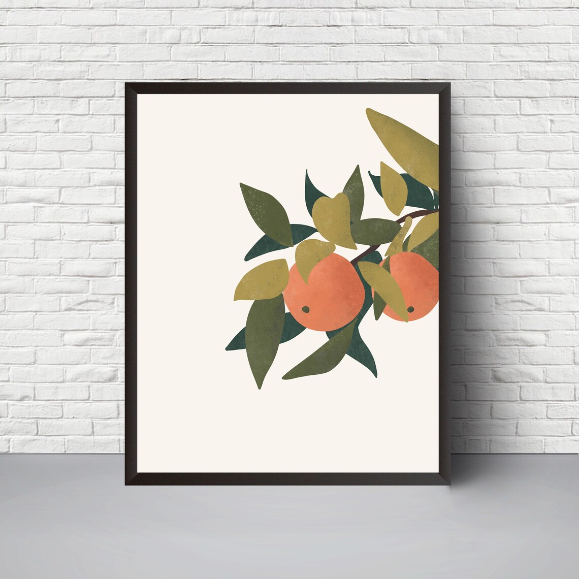 Orange Wall Print Botanical Minimal Wall Art Orange Branch Etsy