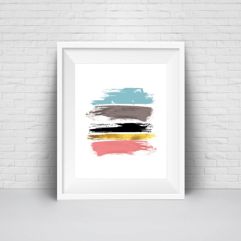 Abstract Wall Art Print Paint Strokes Art Printable Grey Etsy
