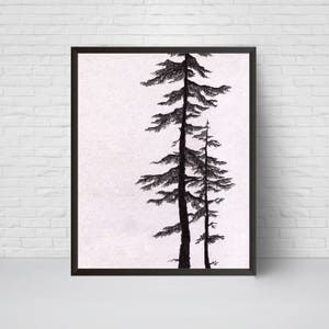 Pine tree Art Print, Wall art, Printable minimalist room decor, Modern Home decor, Black and White, Wall Prints, Tree art, graphic art