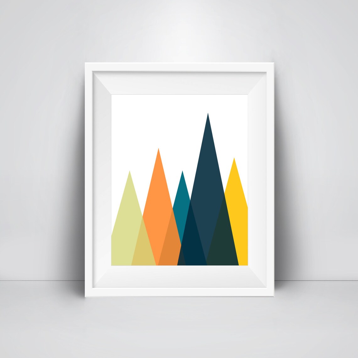 Geometric Mountain Wall Art Print, Printable Art, Mid Century, Modern Geometric Triangles Wall