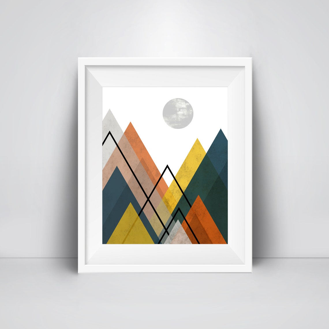 Geometric Mountain Wall Art Print Printable Art Mid Century Etsy