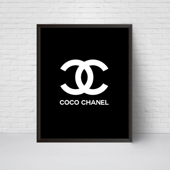 Coco Chanel Logo Print Black and White Chanel Wall Art