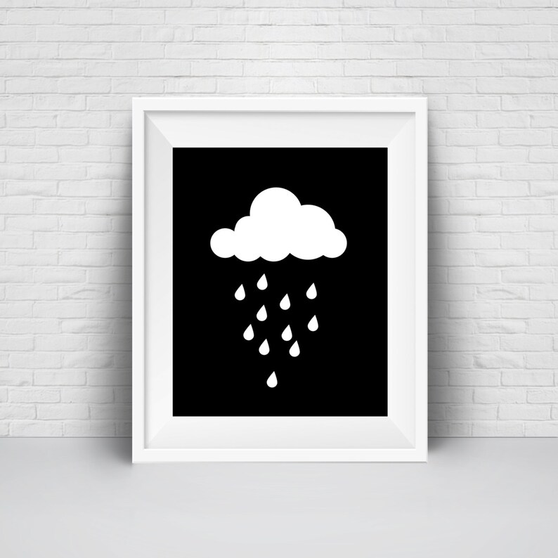 Cloud Nursery Print Black and White Cloud Kids Wall Art Etsy Israel