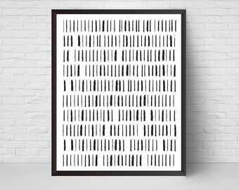 Affiche minimaliste noir blanc coups de pinceau, scandinave monochrome art mural imprimable, Mid Century Modern Geometric Art, Wall Decor