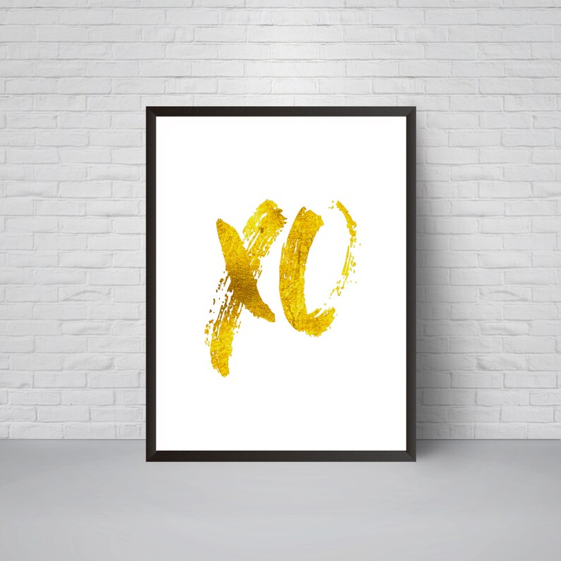 XO Gold Art Printable XO Funny Quote Typography Wall Art Xo Etsy