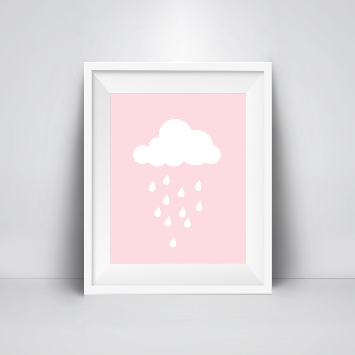 Pink Cloud Nursery Print Rainy Cloud Kids Wall Art Modern Etsy