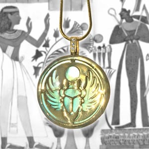 Labradorite Winged Scarab Amulet handmade crystal pendant ancient Egypt 'Eye Am Reborn'