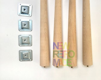 Mid-Century Modern Tapered Wood Furniture Legs - Set of 4