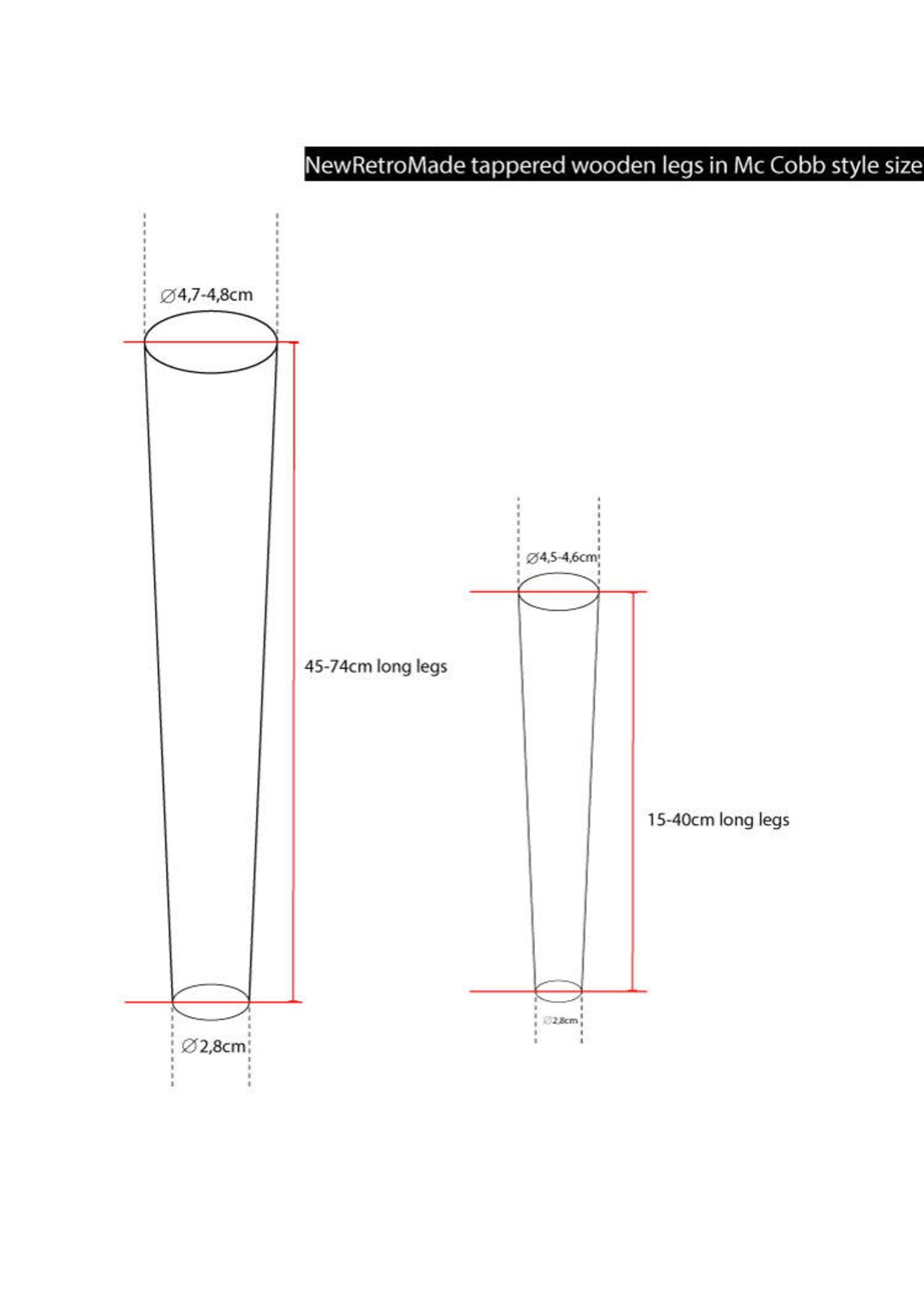 White Wooden Table Legs Black Cone Shape Legs for Furniture Etsy UK