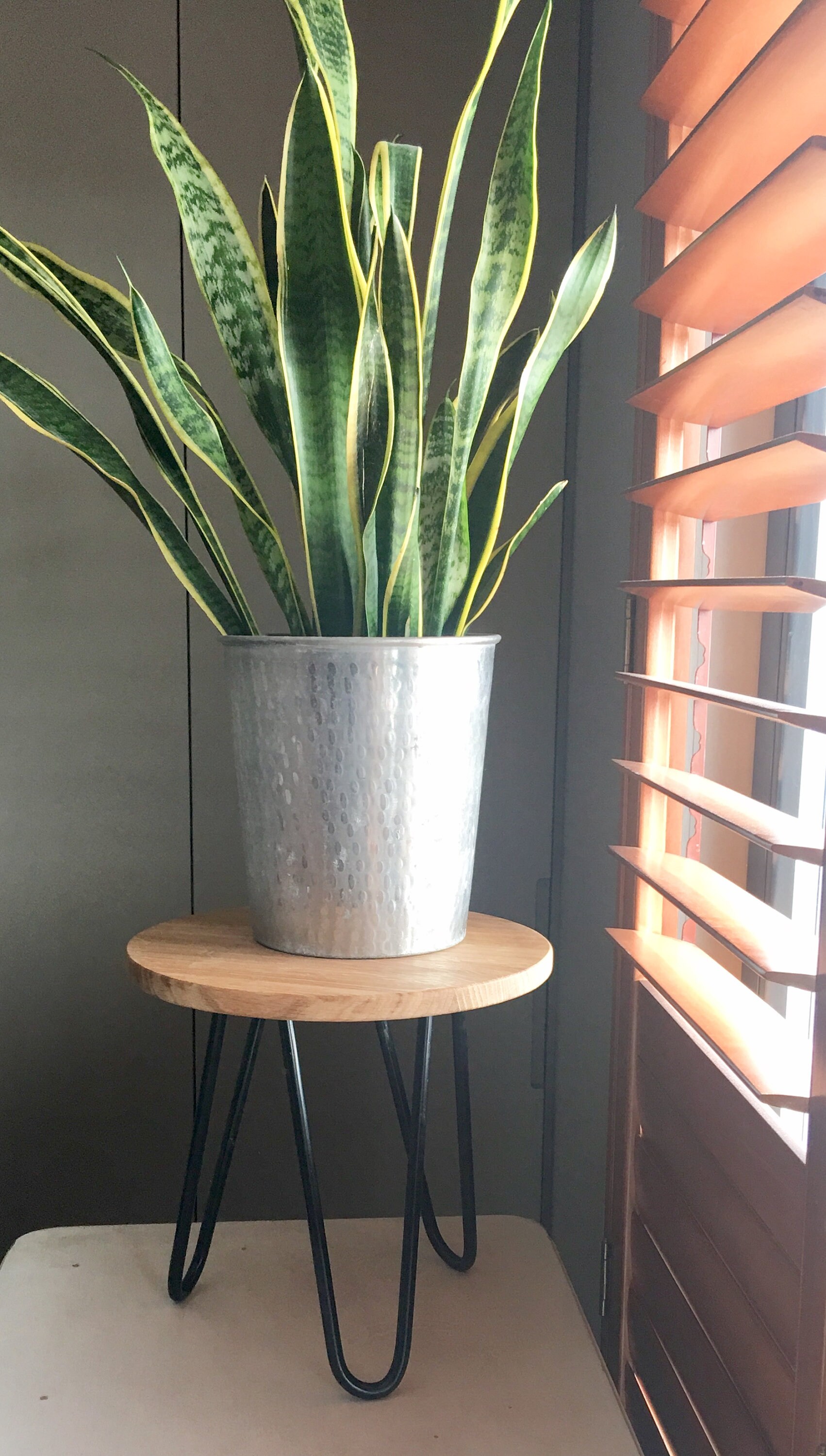 Modern Wooden Rustic Side Table, Round Seat Stool on Hairpin Legs in UK ...