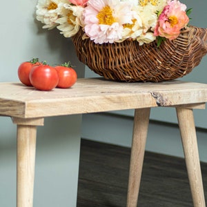 Rustic Solid Oak Dining Bench: Scandinavian Boho Style image 2