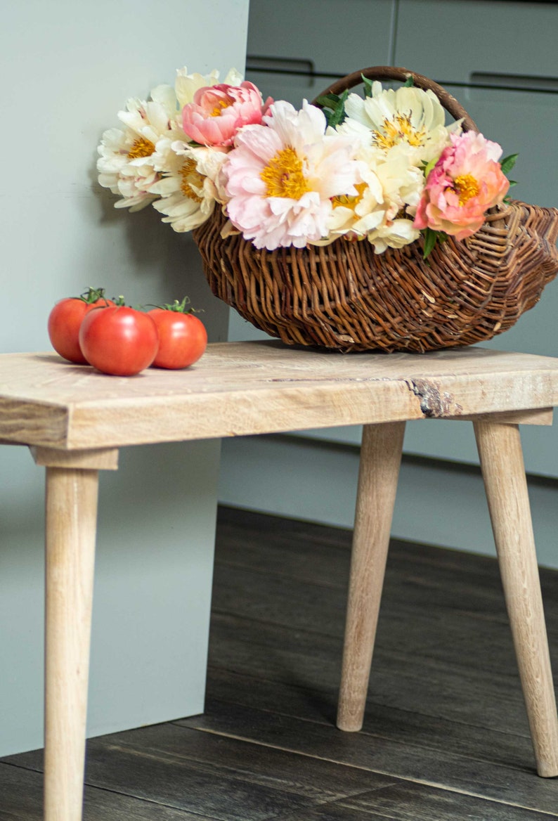 Rustic Solid Oak Dining Bench: Scandinavian Boho Style image 2