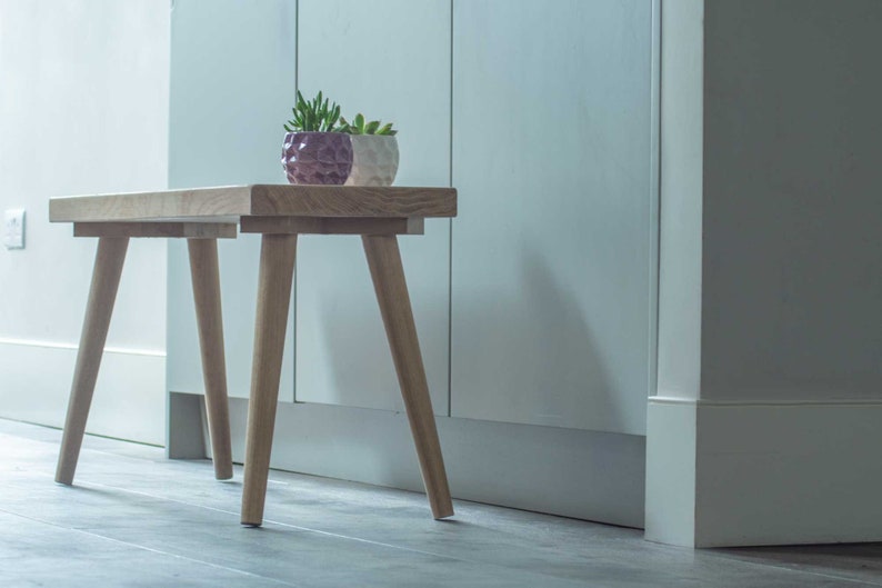 Rustic Solid Oak Dining Bench: Scandinavian Boho Style image 1