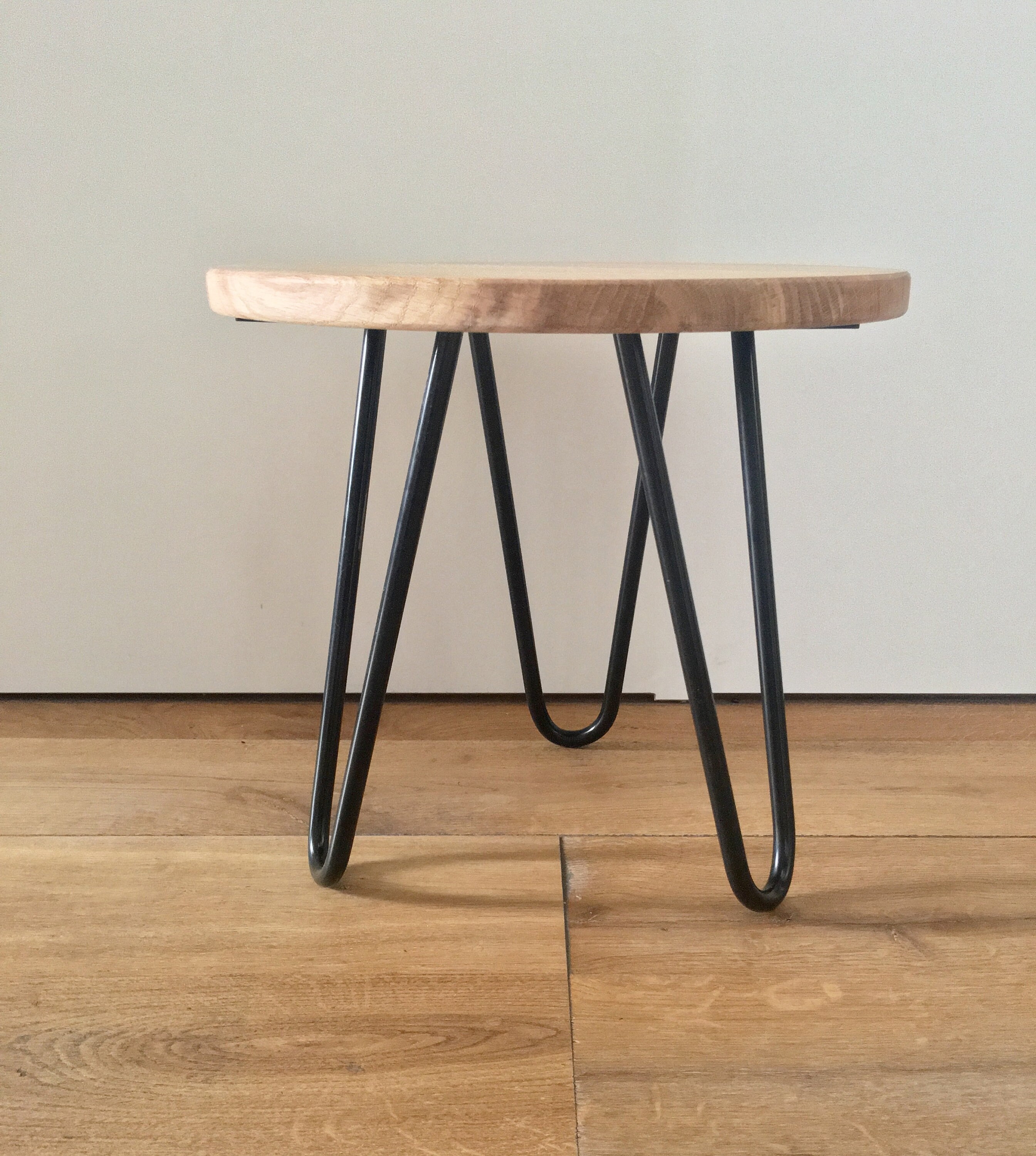 Modern Wooden Rustic Side Table, Round Seat Stool on Hairpin Legs in UK ...