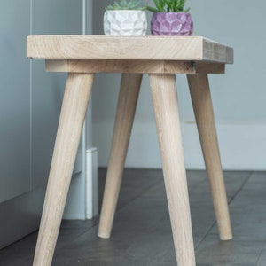Rustic Solid Oak Dining Bench: Scandinavian Boho Style image 5