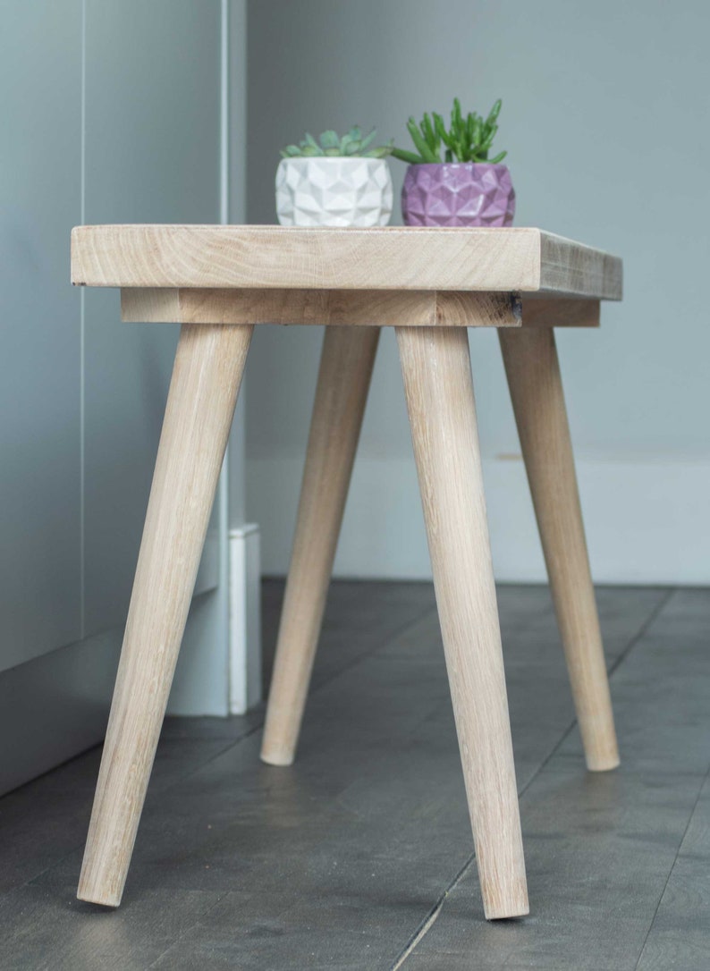 Rustic Solid Oak Dining Bench: Scandinavian Boho Style image 5