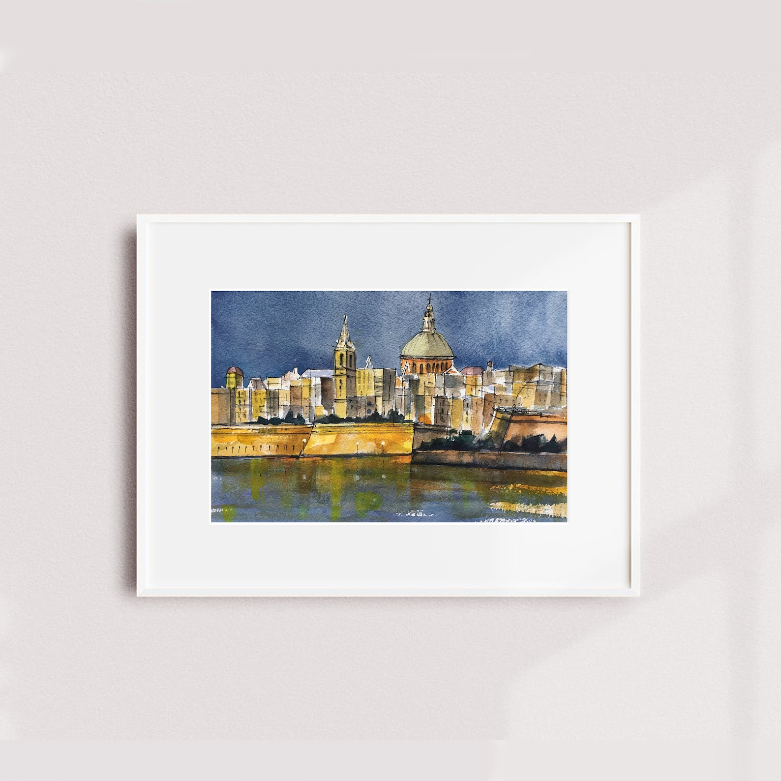 Malta Landscape Valletta Wall Art Malta Watercolour Painting Fine Art