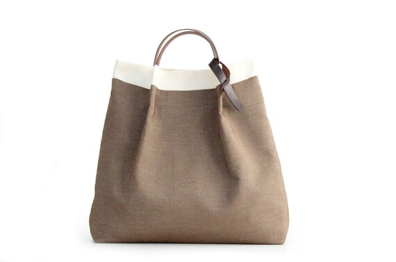 Borsa Tote borsa a mano borsa in canvas e cuoio italiano con | Etsy Italia