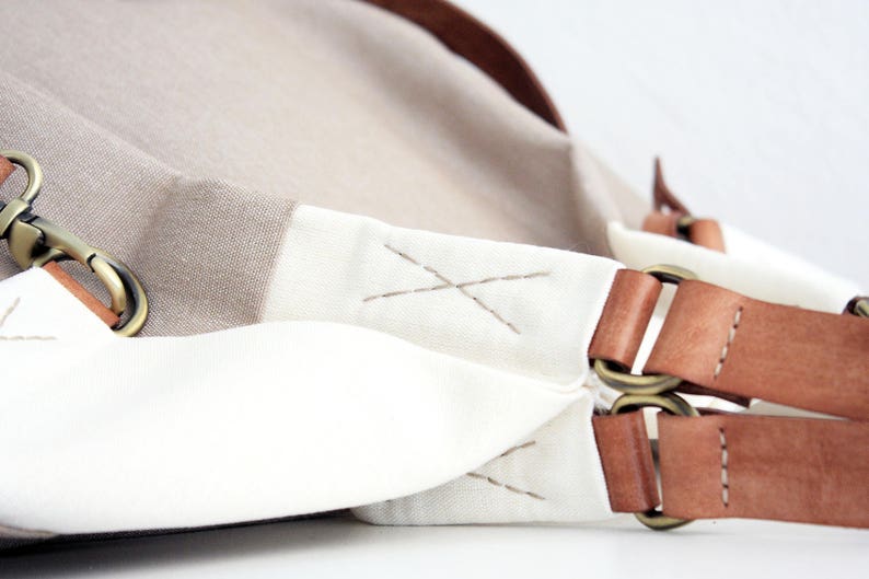 made of WATERPROOF fabric light brown Weekend bag Personalized bag with name. canvas and leather shoulder bag