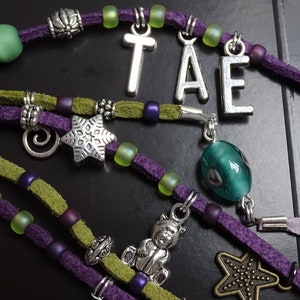 BTS V/Taehyung bracelet, leather green and purple