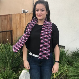 Navy, Red, Pink, and White Scarf