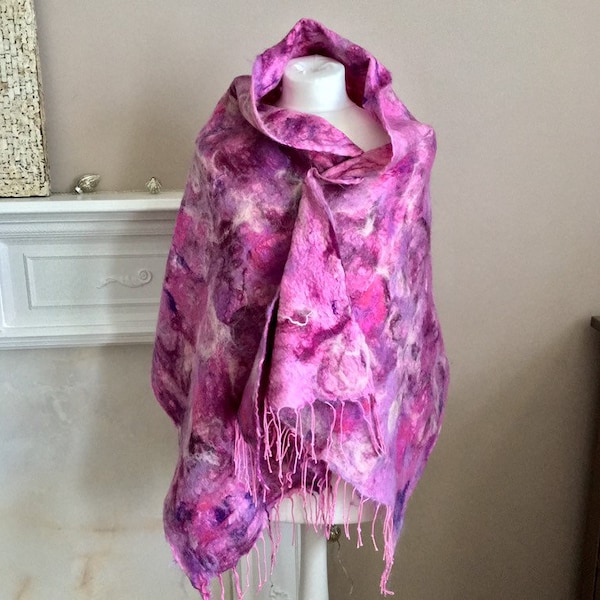 Merino Wool Scarf  Nuno Felted Wrap