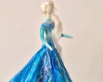 SALE!  Elsa Christmas Tree Toper  Frozen Elsa Wool Felted Doll