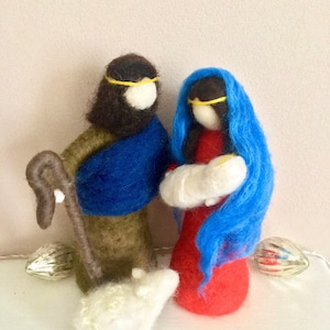 Needle Felted Holy Family  Waldorf Felted Nativity Set