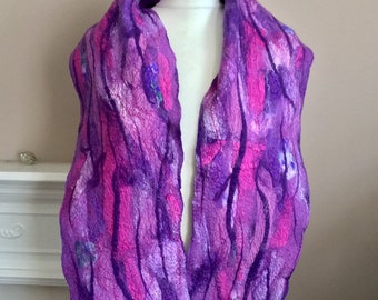 Merino Wool Felted Scarf  Super Soft Merino Wool Wrap  Scarf