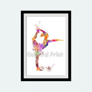 Gymnastics Girl Print: Watercolor Sport Art for Playroom Decor W162