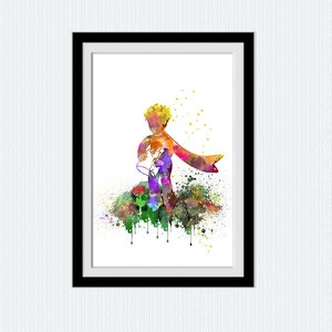 Little Prince poster Le Petit Prince print Antoine de Saint Exupery art Little Prince watercolor Nursery art Prince wall decor W340