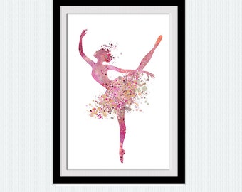 Ballerina colorful print Ballerina pink watercolor poster Home decoration gift Kids room decor Ballerina art Ballerina decor Wall art  W188