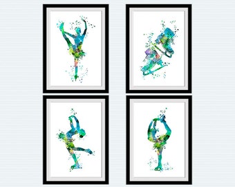 Figure Skating Poster Set, Elegant Ice Dance Wall Art, Sports Decor for Skating Lovers, Winter Olympic Inspiration, Gift for Athletes S44