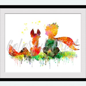 The Little Prince poster Le Petit Prince print The Little Prince and The Fox Little Prince watercolor Nursery art Book illustration W930