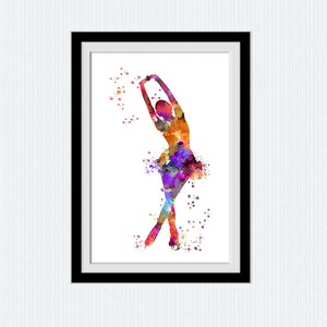 Ice skating girl watercolor print Figure skating art poster Figure skating sport decor Home decoration Kids room wall art Gift for her W683